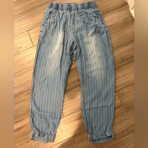 Fate Light Blue Striped Chambray Jeans
